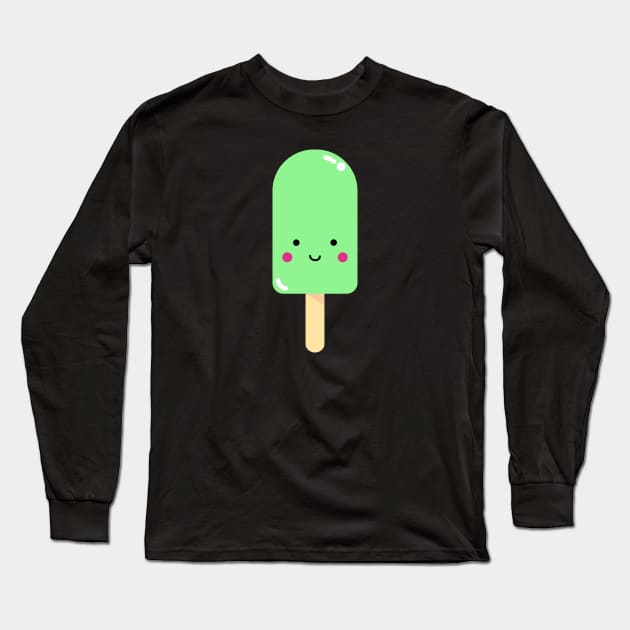 Green Kawaii Ice Pop Long Sleeve T-Shirt by designminds1